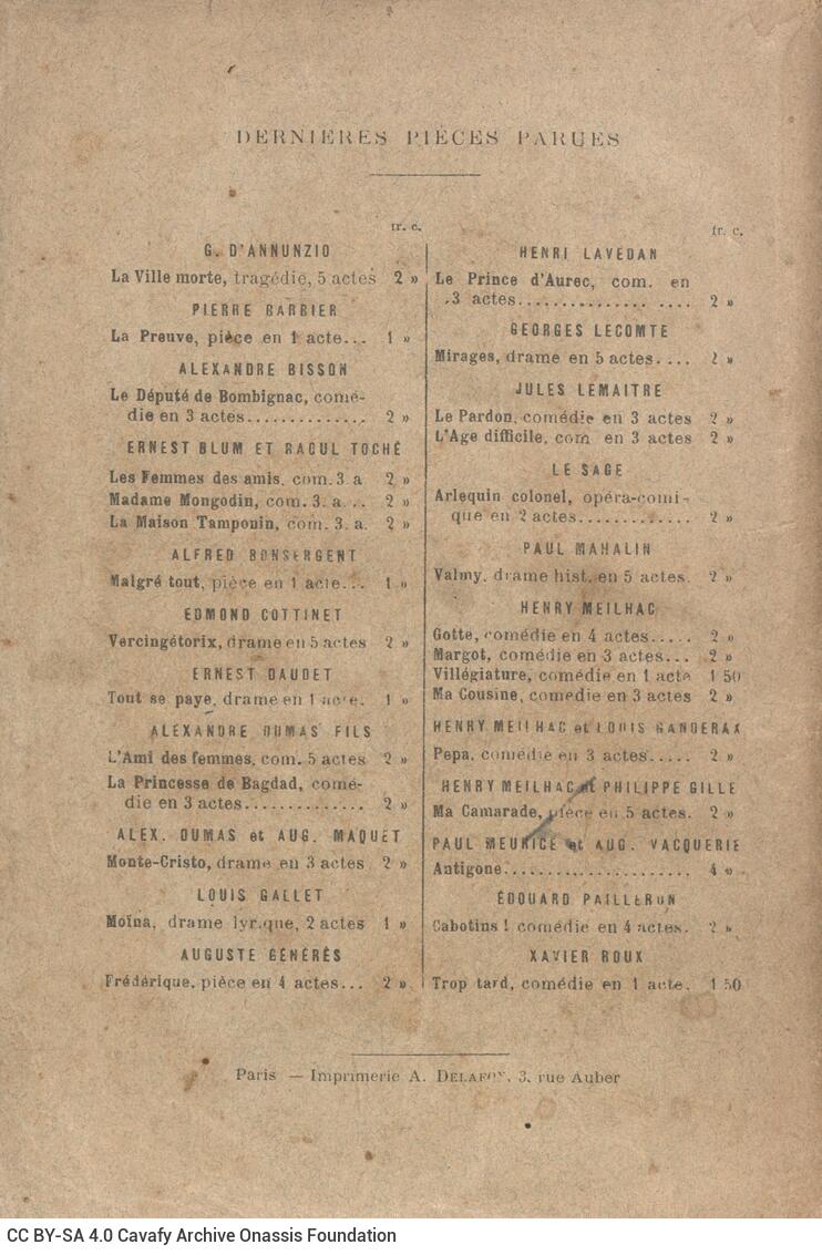 19 x 13 εκ. 6 σ. χ.α. + 153 σ. + 3 σ. χ.α., όπου στο φ. 1 κτητορική σφραγίδα CPC στο rec